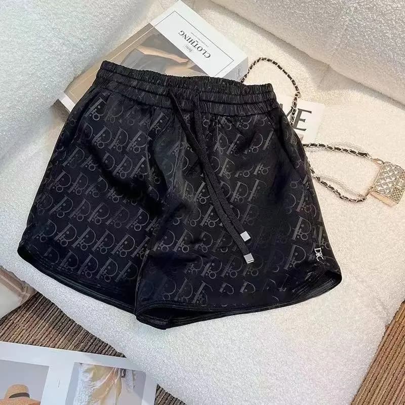 2025 Estate nuova moda coreana stampa pantaloni a gamba larga in raso tendenza femminile lettera con coulisse pantaloncini in vita elastica athleisure
