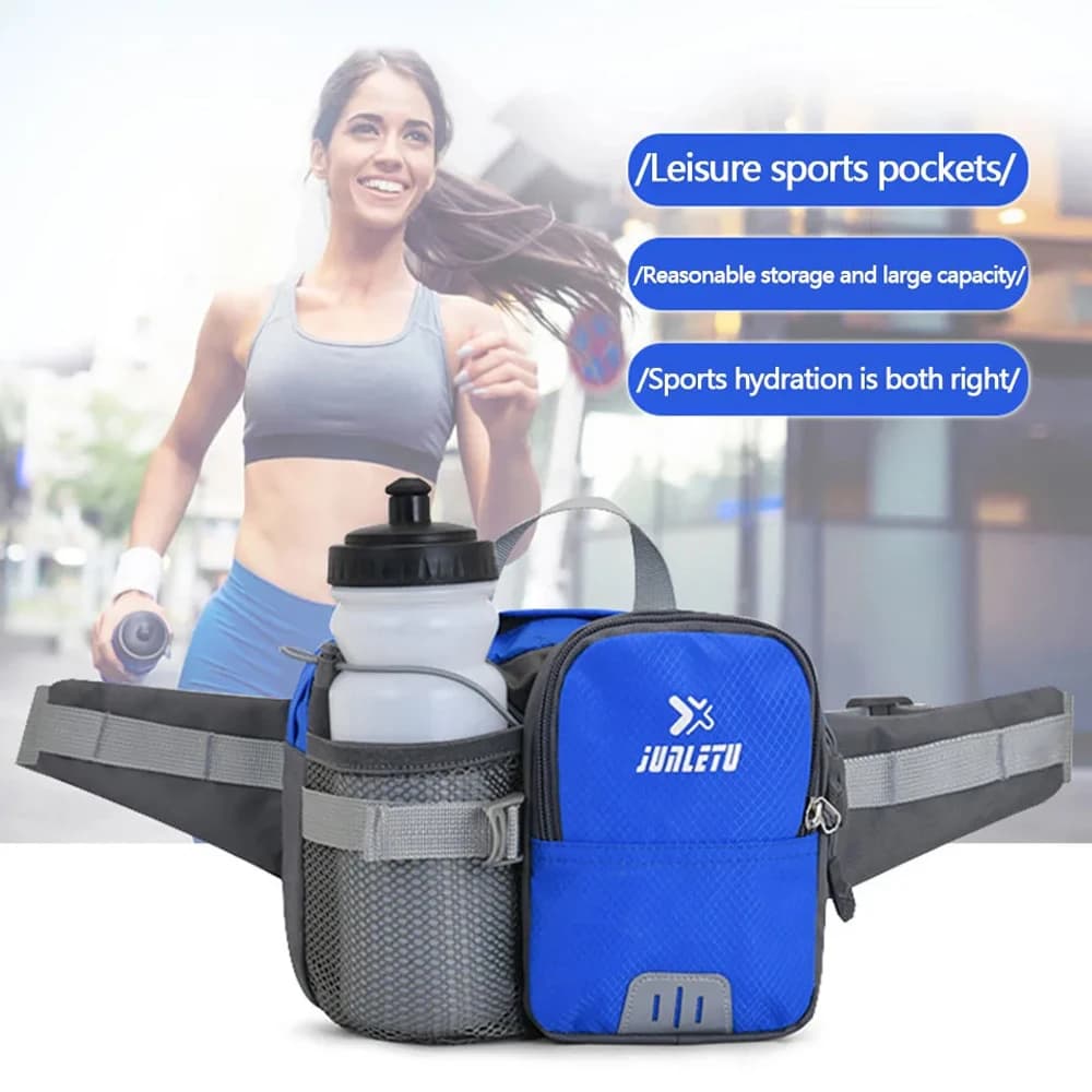 Marsupio da donna e da uomo, borsa da corsa con porta telefono e porta borraccia, cintura regolabile, per viaggi, allenamento ed escursioni