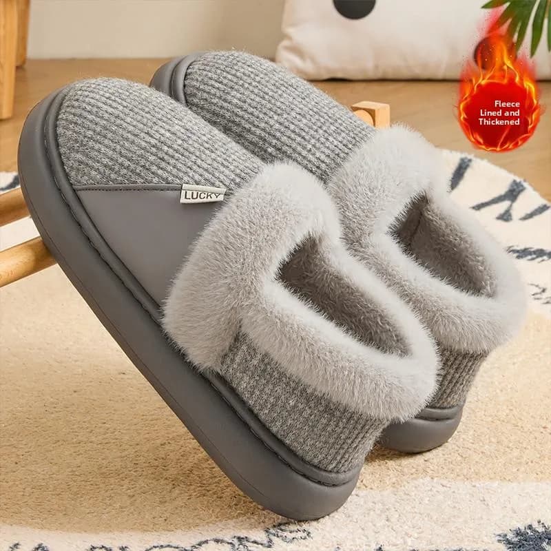 Winter Cotton Slippers Indoor Home Anti-slip Warm Couple Soft Bottom Outdoor Wear Heel Cotton Slippers Women Men Home Shoes