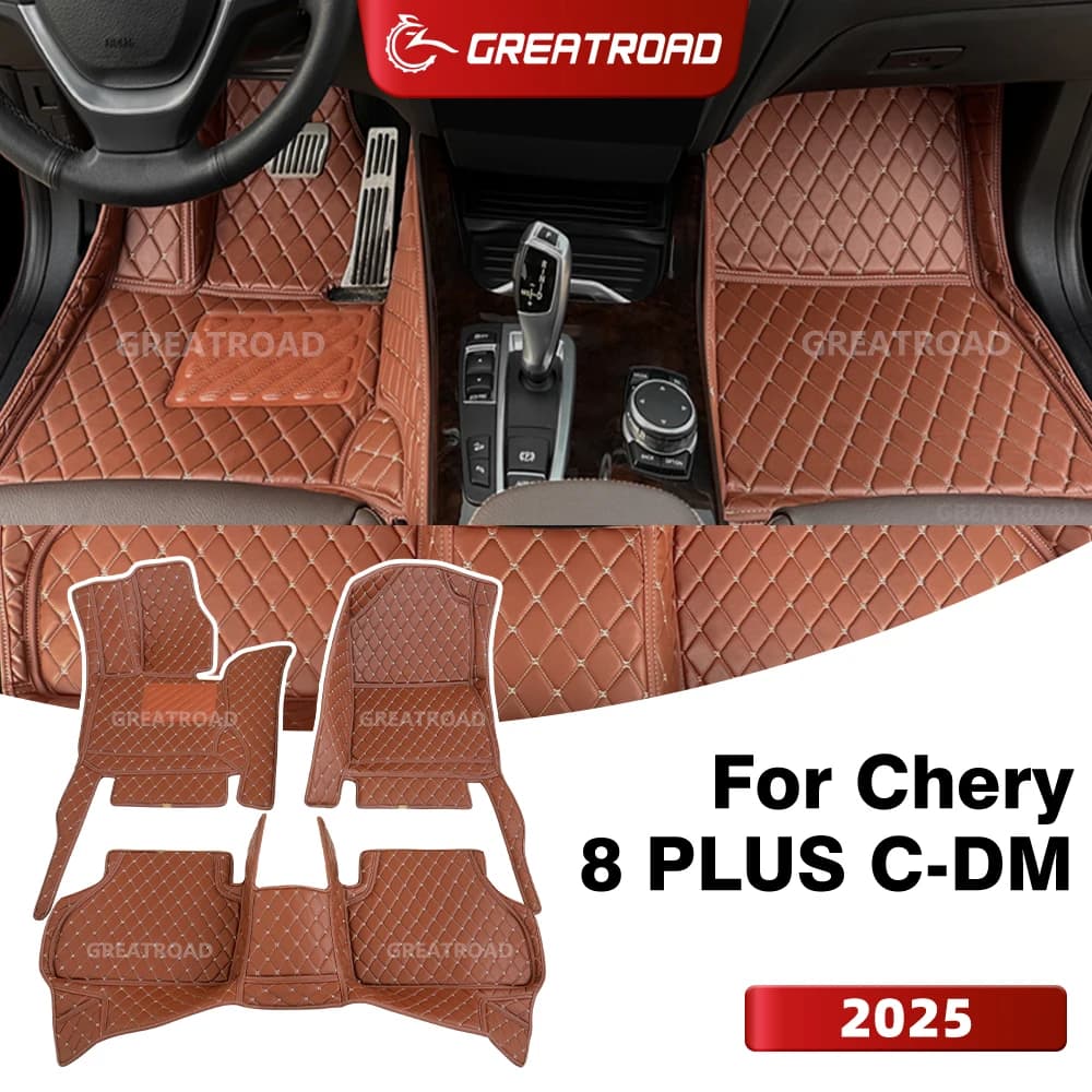 GREATROAD Tappetini Auto Personalizzati per Chery 8 PLUS C-DM (5/7 Posti) 2025, Copertura Tappeto Auto, Accessori Interni