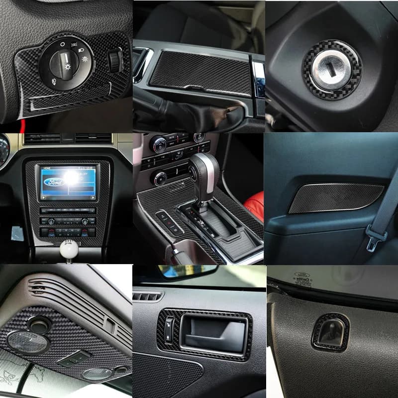 For Ford Mustang 2009-2013 In Carbon Fiber Interiors Auto Window Switch Water Mug Control Switch Stickers Accessories