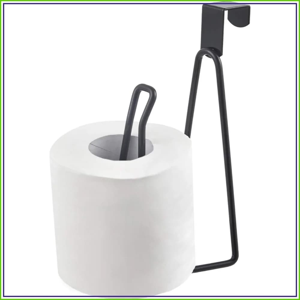 Over Tank Toilet Paper Holder Stand, Metal Tissue Roll Dispenser for Bathroom Storage, Black