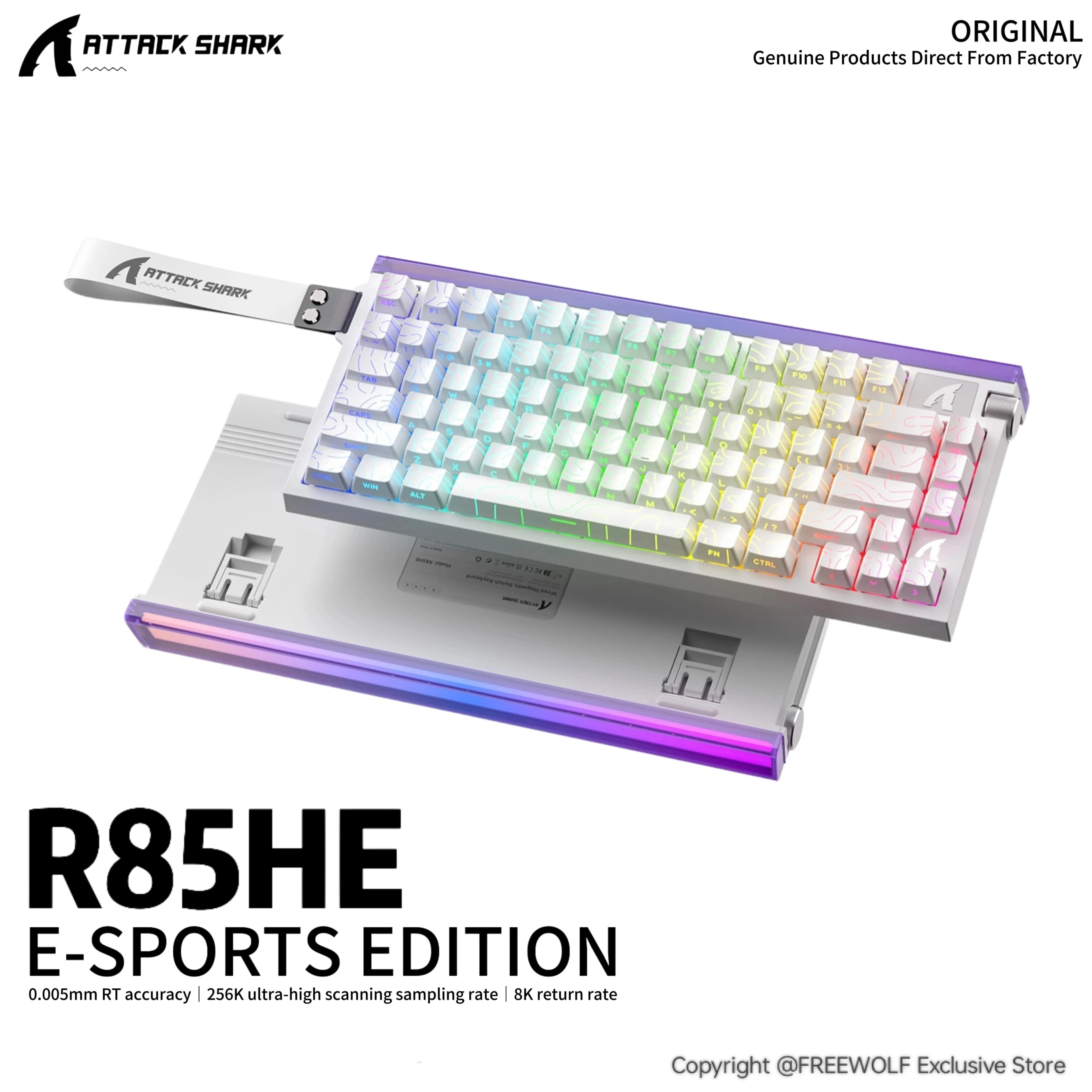 Tastiera RGB Neon Light Box ATTACK SHARK R85HE Gaming con Switch Magnetici, 8K Hz, Rapid Trigger 0.005mm, Cablata Monomodale