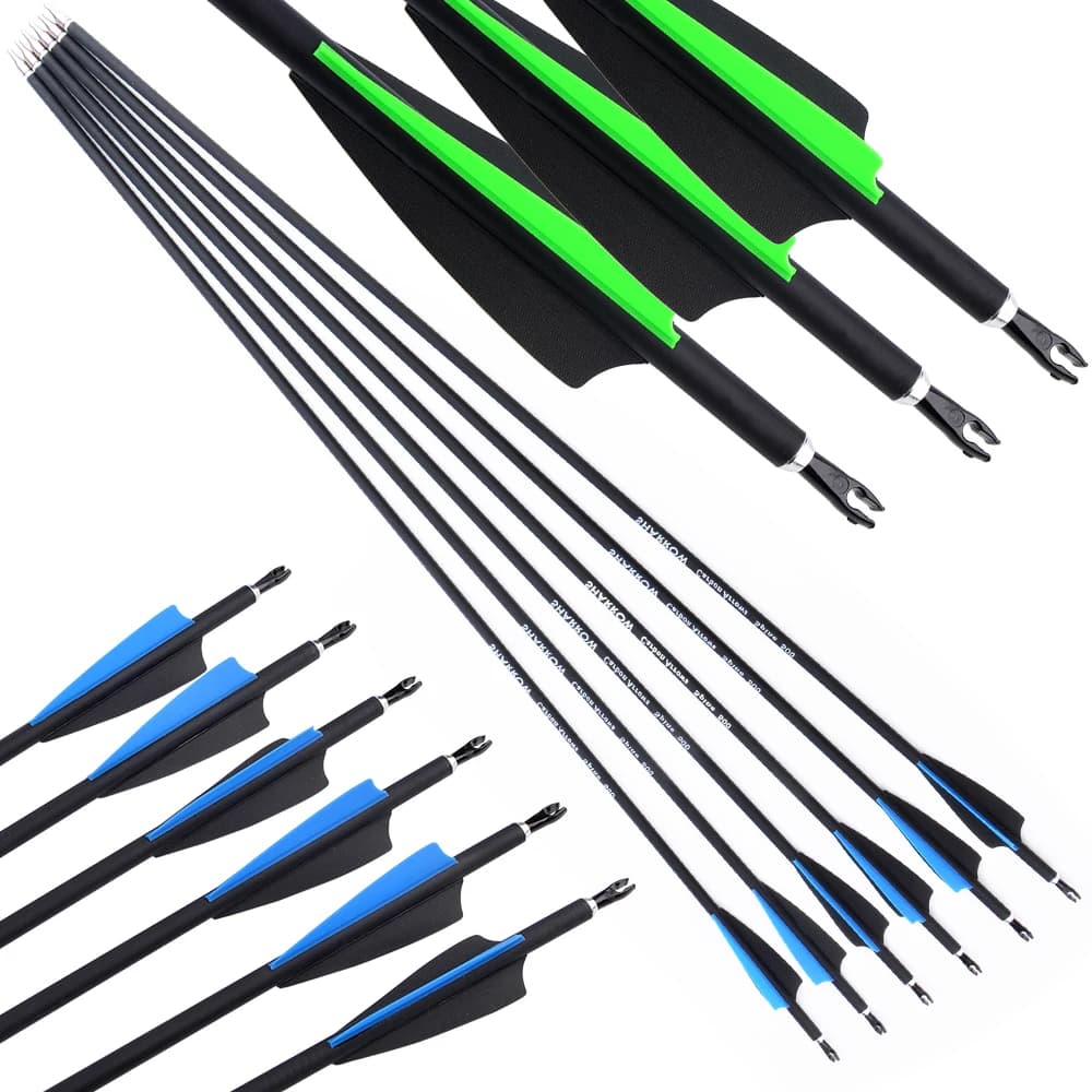 6/12/24pcs Tiro con l'arco Freccia in carbonio Spine 500 Fibra di carbonio mista 30 "ID6.2mm Freccia Albero Sport all'aria aperta Tiro Caccia Accessori
