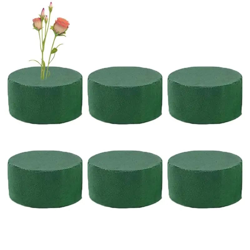 6pcs blocks of round floral foam bricks of polystyrene green mud door artificial flowers wedding garden plant flower wet foam block
