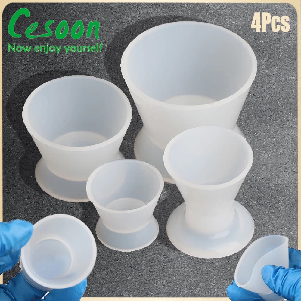 4 pieces dental silicone mixing cup dental dentistry tool for teeth whitening flexible mixing bowls self-setting materials for autoclavable dentists