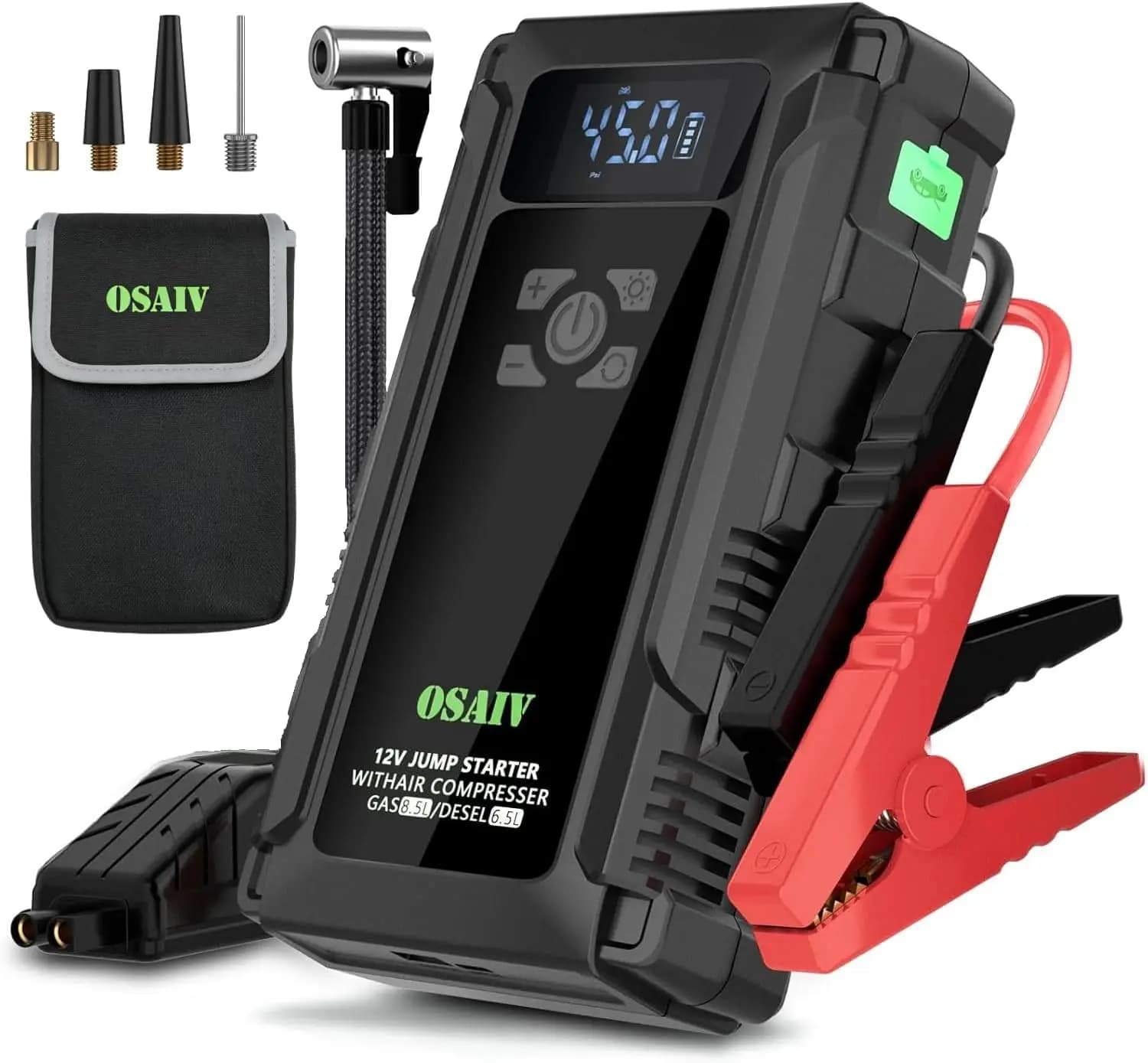 Avviatore d'Emergenza per Auto 3000A con Compressore d'Aria, Gonfiatore Pneumatici 150PSI per Veicoli a Benzina/Diesel, Luce di Emergenza