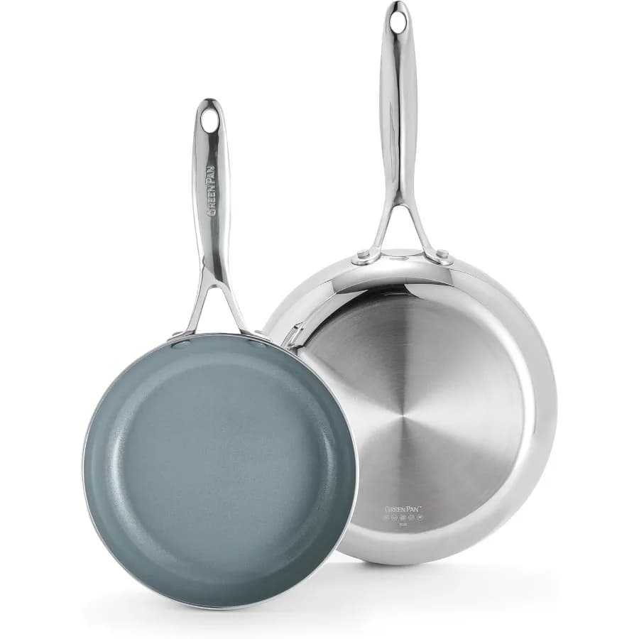 Valencia Pro TriPly Stainless Steel 8 and 10 Set of PFASFree PFOAFree Healthy Ceramic Pans Multi Cl