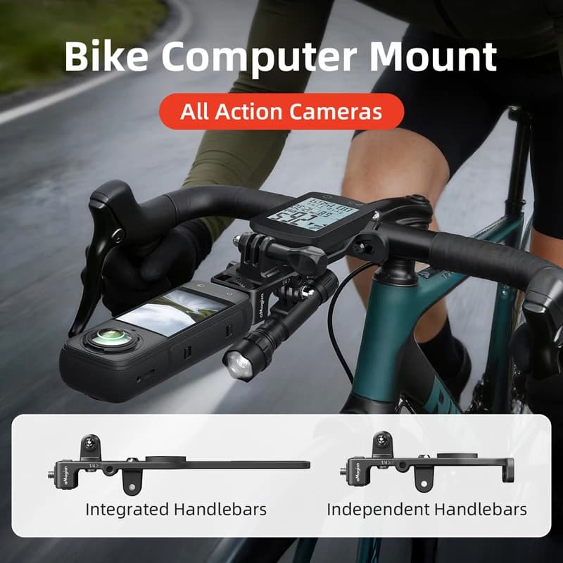 Support for Insta360/DJI Action/GoPro Camera to be mounted on Bicycle Handlebar, Metal Fixed Bracket with Speedometer Support