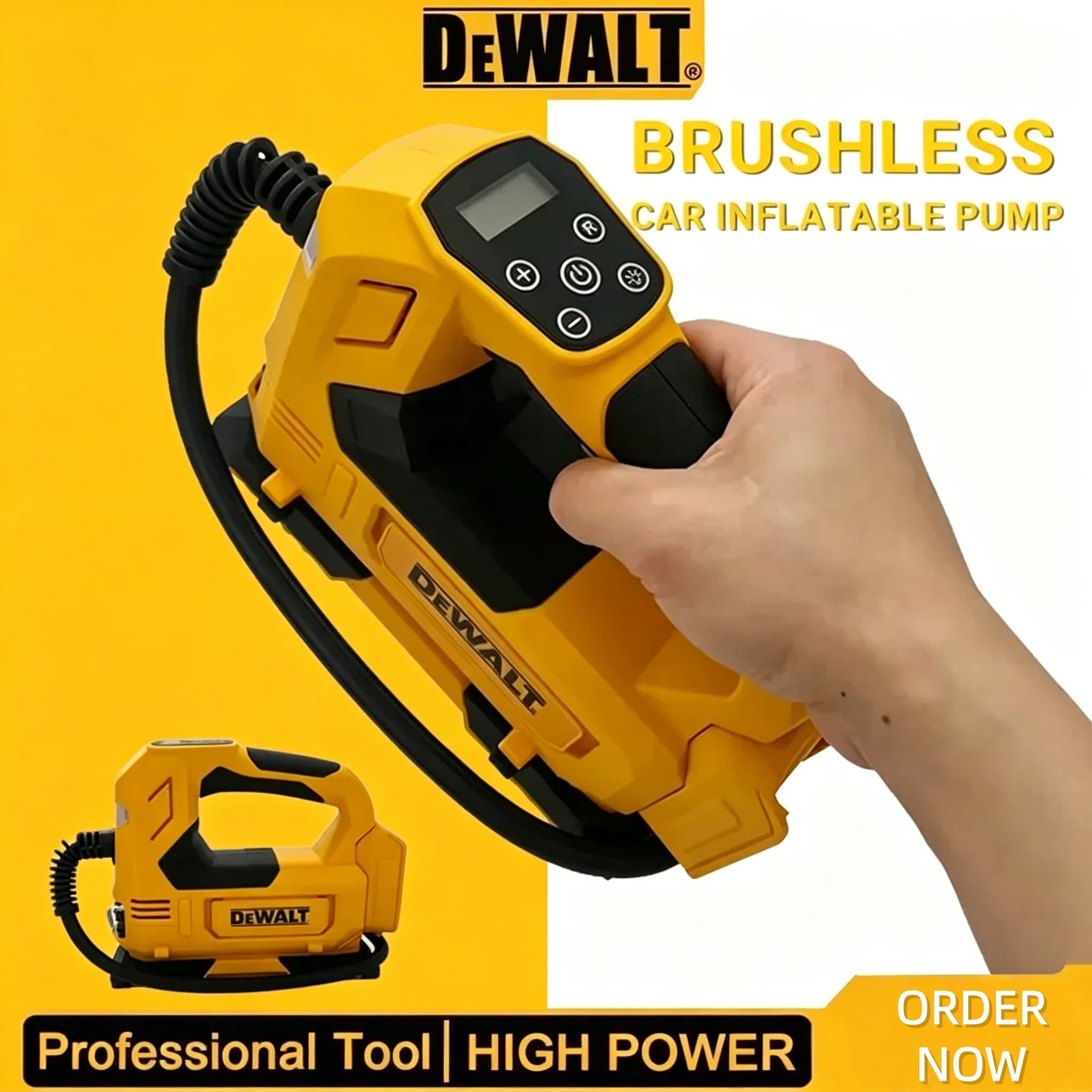 Compressore d'Aria Digitale Portatile Dewalt 20V Senza Fili, Gonfiatore Elettrico Ricaricabile per Pneumatici Auto