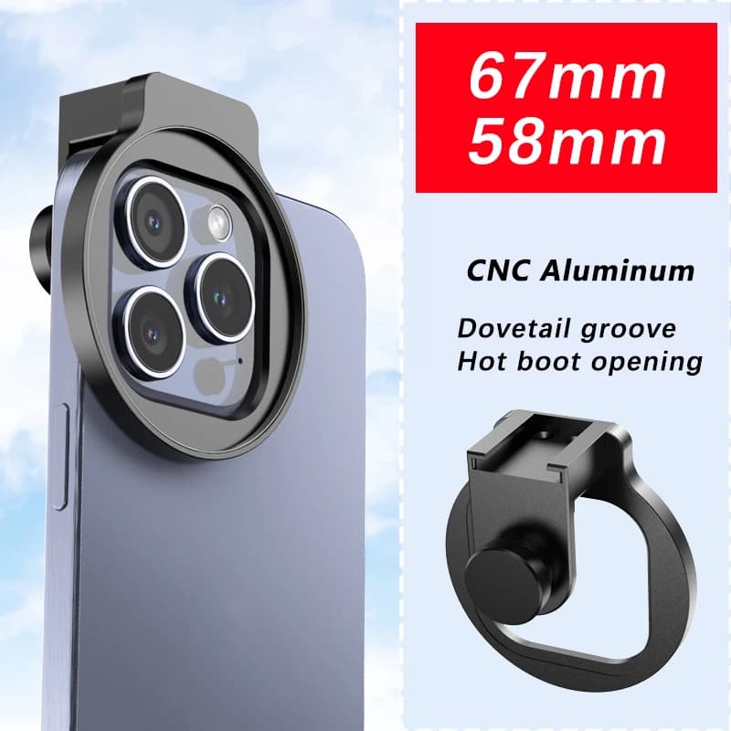 Adattatore filtro 58mm 67mm Clip universale in metallo per obiettivo del telefono iPhone 13 Pro max iPhonex Smartphone Huawei Xiaomi OnePlus