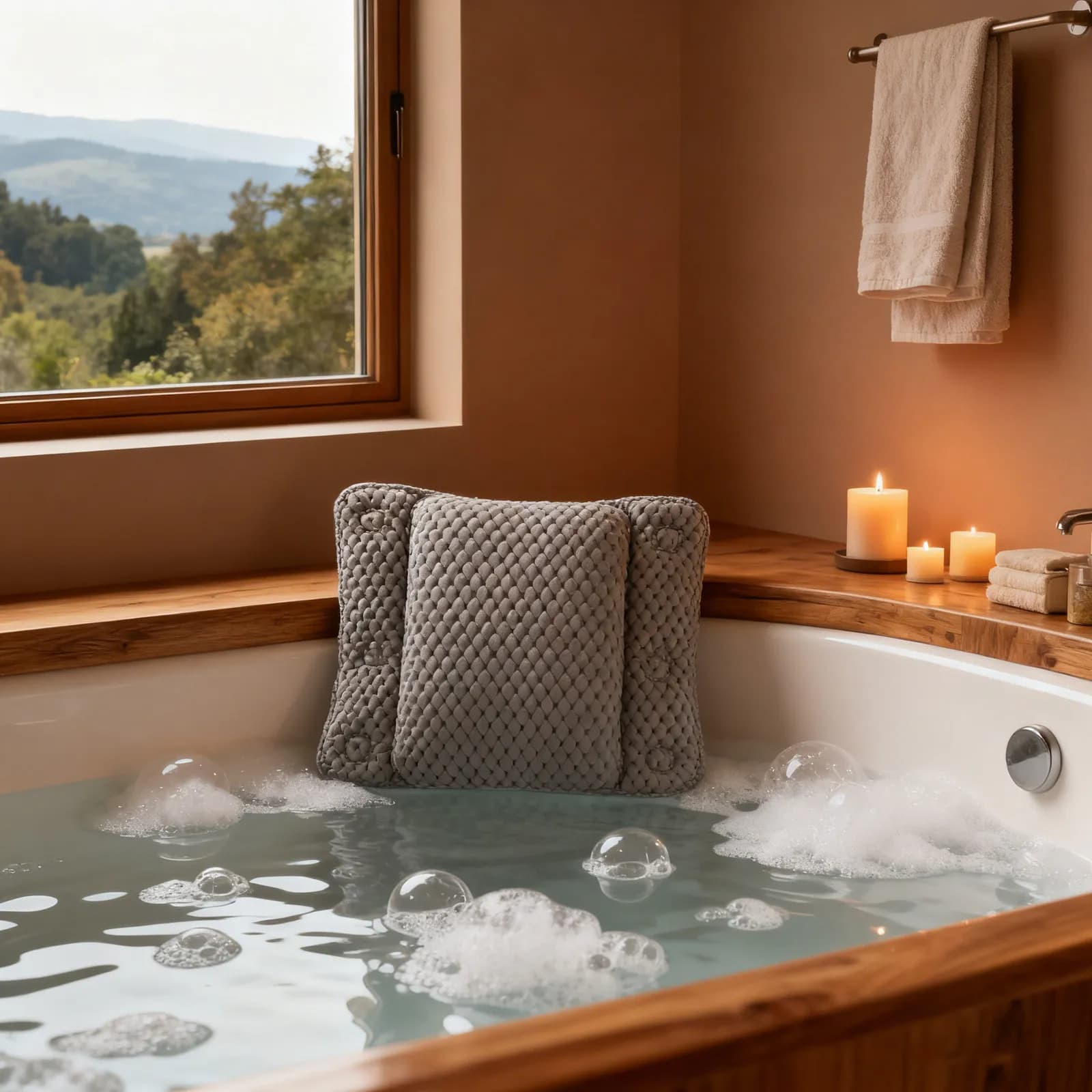 Cuscino per Vasca da Bagno di Lusso, Ergonomico, Morbido Supporto per Collo e Schiena, Antiscivolo con Ventose, Impermeabile, per Spa e Relax