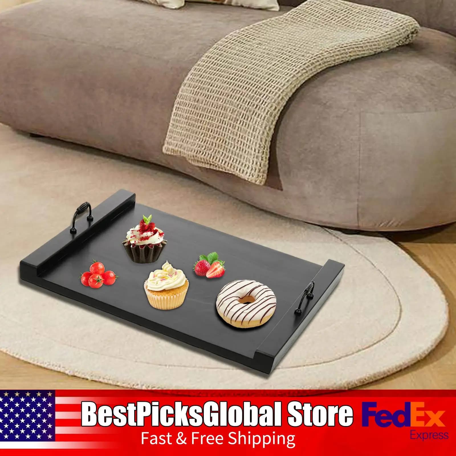 Black Cover for Piano Cooking, Tray Cover Covers-Lavello Wood Effect, Large Size for Preparation, Service and Covering Washer