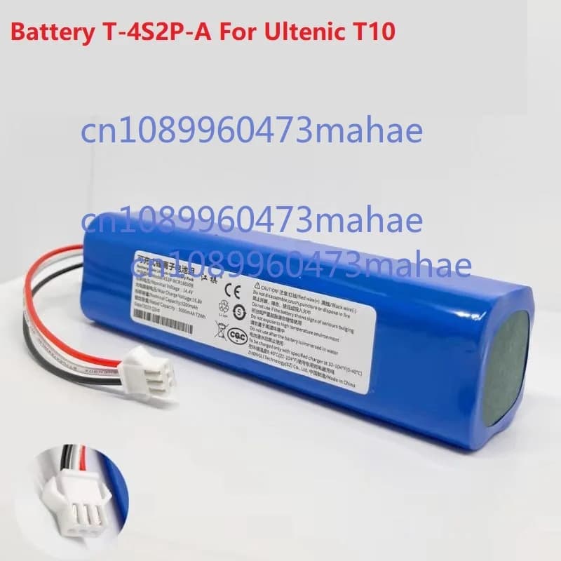 Nuova batteria agli ioni di litio da 14,4 V 5200 mAh T-4S2P-A per aspirapolvere robot Ultenic T10
