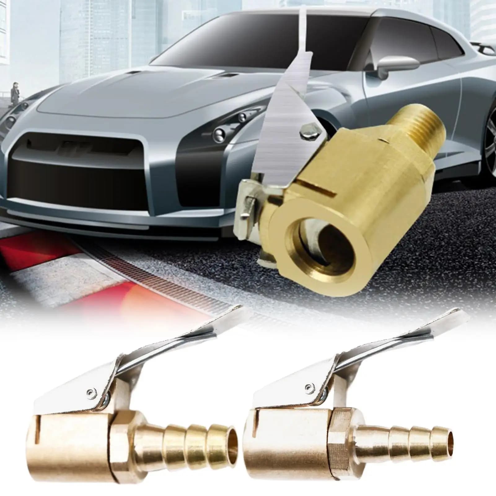 10 Pezzi Adattatore per Valvola Gonfiaggio Pneumatici Auto, Connettore in Ottone con Clip 6mm 8mm