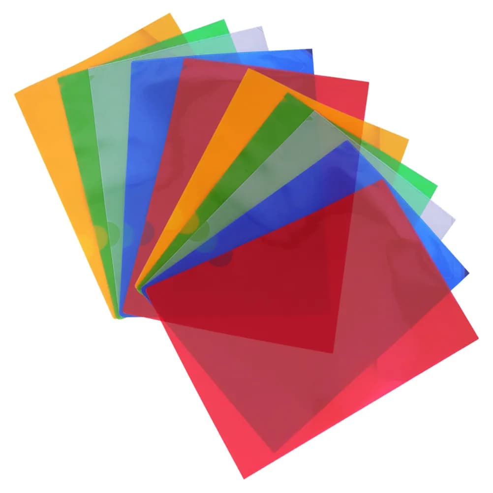 10 Pezzi Cartelle Portadocumenti A4 in Plastica Trasparente Colorata, Organizzatore Documenti per Ufficio e Scuola, Buste Protettive per Fogli
