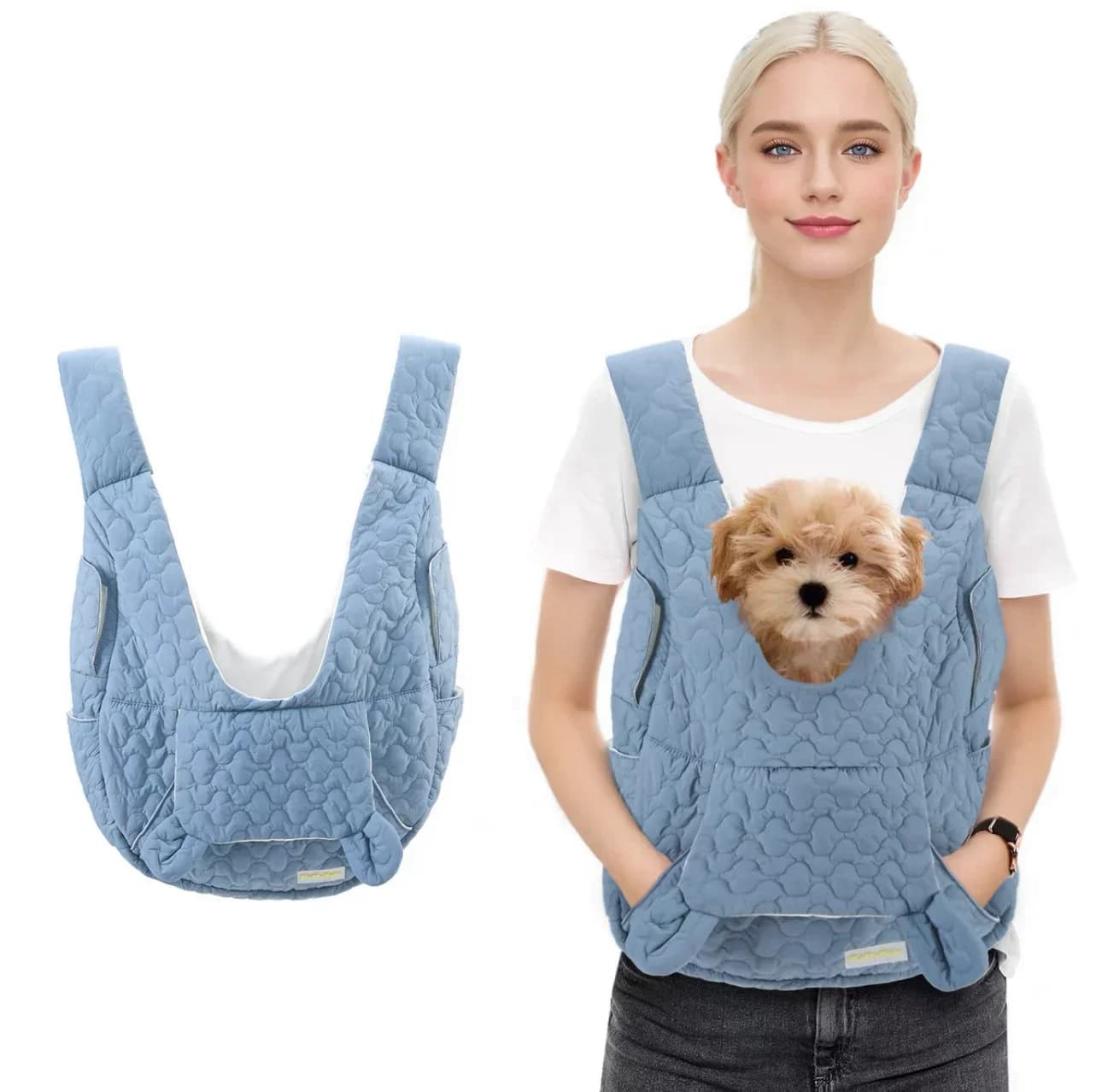 Zaino Trasportino per Cani e Gatti, Borsa a Tracolla Extra Large per Animali Domestici, Borsa da Esterno Impermeabile e Antivento Portatile
