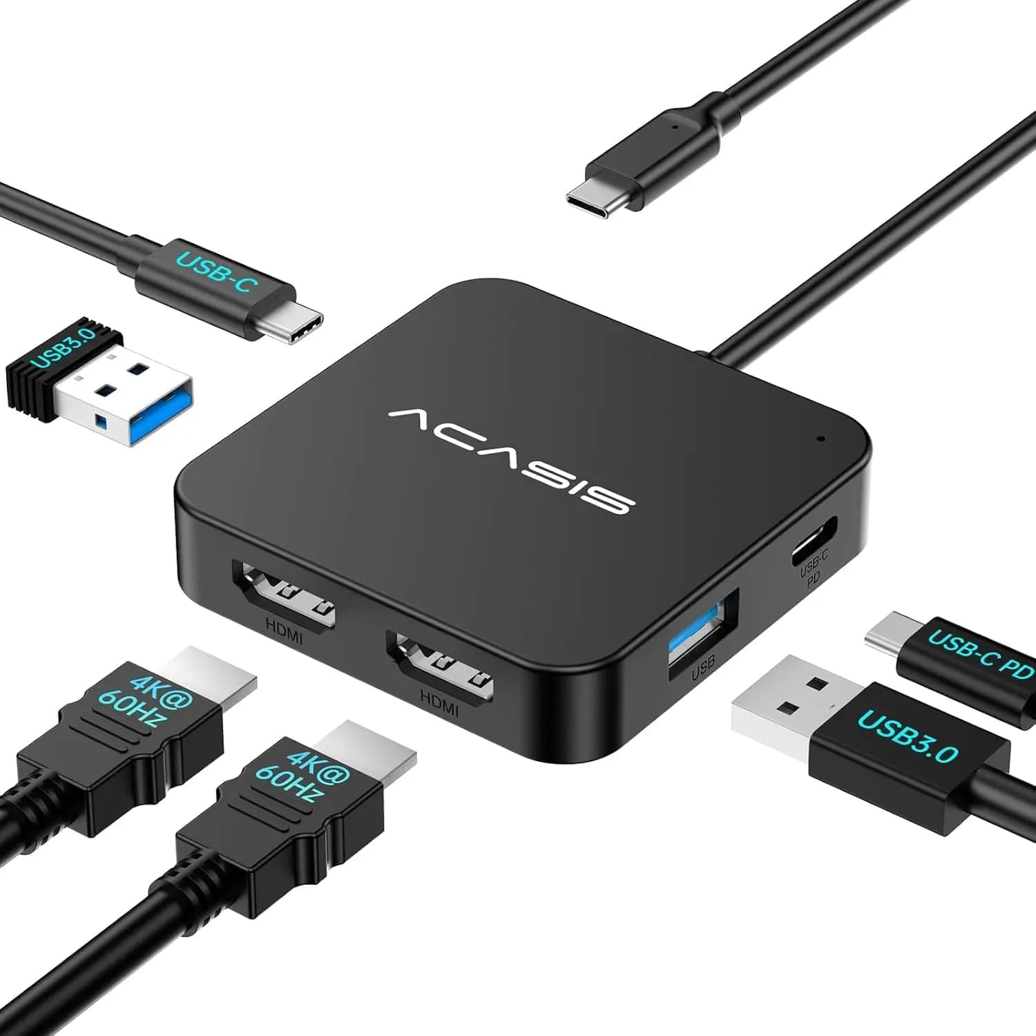 Docking Station Dual HDMI con Ricarica PD 100W, Porte USB-C e USB-A per Laptop