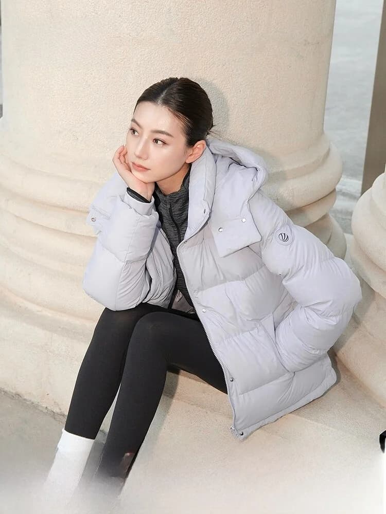 Bosideng New Short Women's down Jacket Detachable Cap Elastic Warm Slimming Lightweight Casual Style Comfortable Living Series