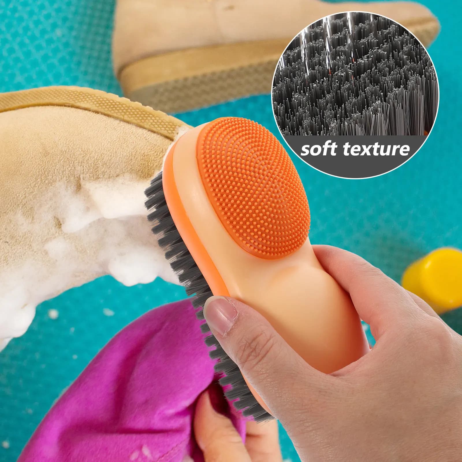Multi-Function Laundry Brush Heavy-Duty Bristles Soft Yet Sturdy for Clothes Shoes Floors Bathtubs Household Cleaning Tool Scrub