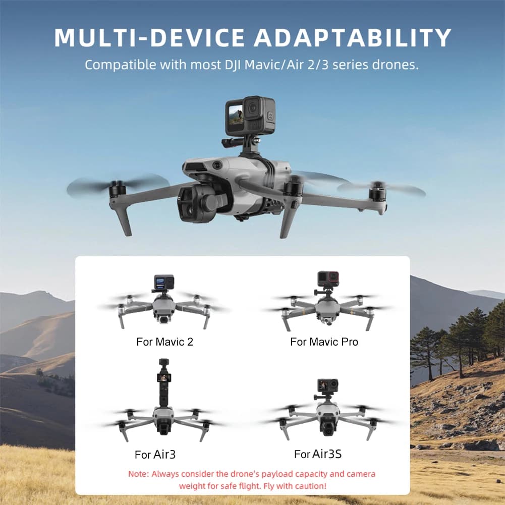 Superior Camera Support with Threading 1/4, Base Adapter for Action Camera, Top Support for DJI Air 2/3S Mavic 2/3Pro