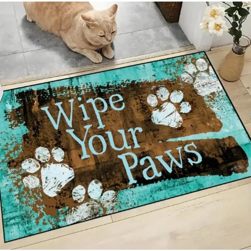 Foto realistica di graffi Tappeto dipinto sul muro Artigli per cani bianchi Tappetino per porta Tappetino per interni Tappetino in flanella Decorazione per la casa
