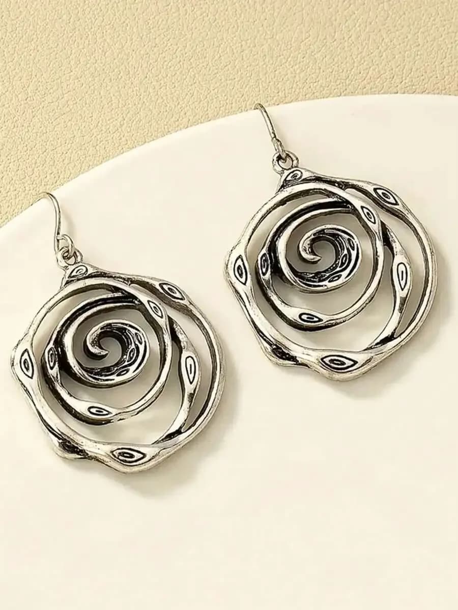 Vintage Spiral Pattern Earrings For Women Fashion Statement Jewelry