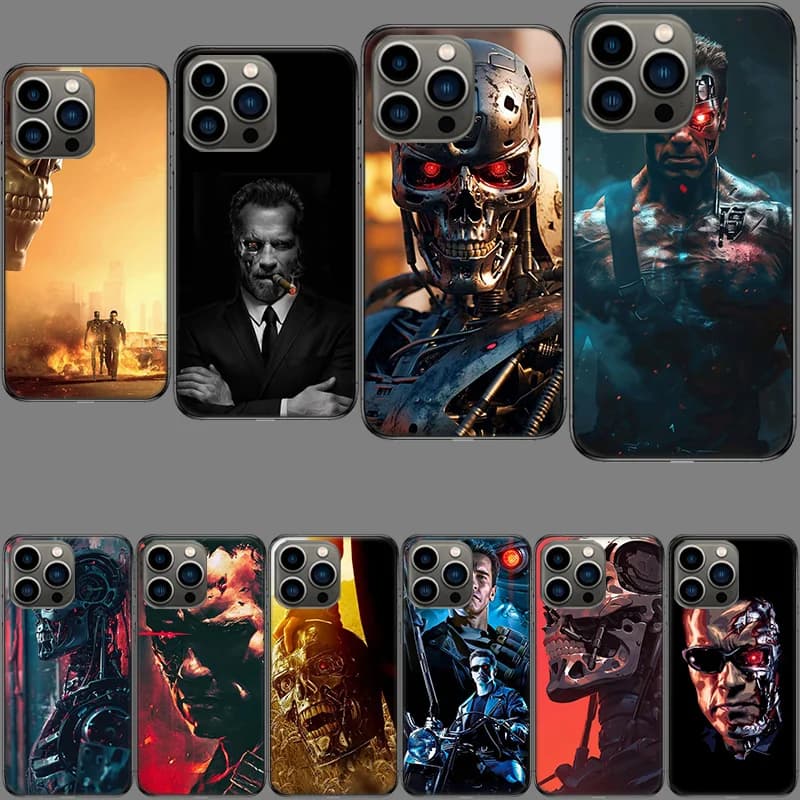 Arnold Schwarzenegger Terminator Phone Case For Iphone 16E 15 Pro 14 Plus 17E 16 17 Pro Max Air 11 12 13 Mini Shockproof Capa