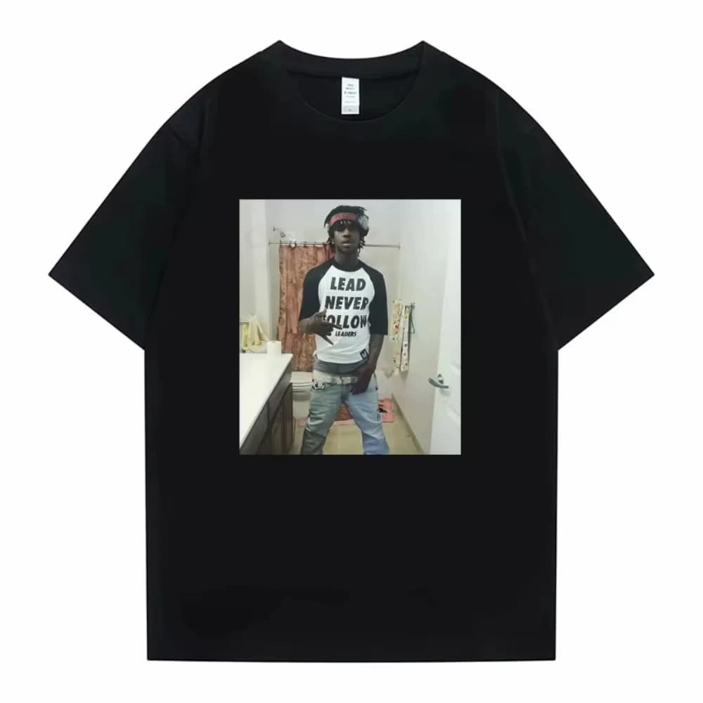 T-shirt con meme divertente 'Rapper Chief Keef: Non seguire mai i leader' in cotone, casual, oversize, stile Hip Hop, da uomo e da donna