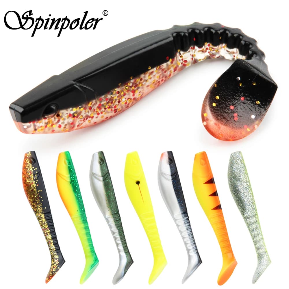 Spinpoler 5 "Soft Swimbait Minnow Shad Richiamo di Pesca Paddle Tail Silicone Artificiale Jigging Wobbler Jerkbaits Pike Bass 2 pz/pacco