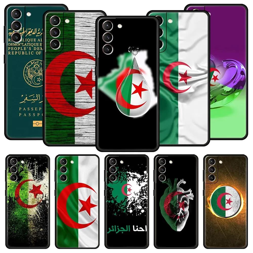 Cover per Telefono Samsung Galaxy S26 S25 S24 S23 S22 S20 S21 FE Ultra Plus S25 Edge 5G, Custodia Morbida in TPU con Design Passaporto Algeria
