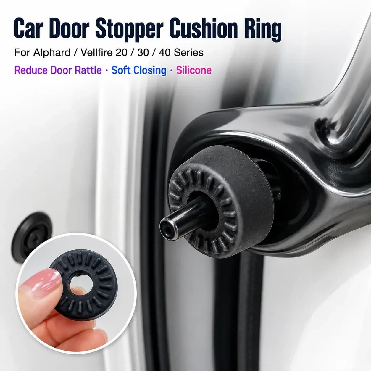Car Door Stopper Cushion Ring for Toyota Alphard Vellfire 20 30 40 Series Silicone Shock Absorber Pads Anti Rattle Buffer WORLDK