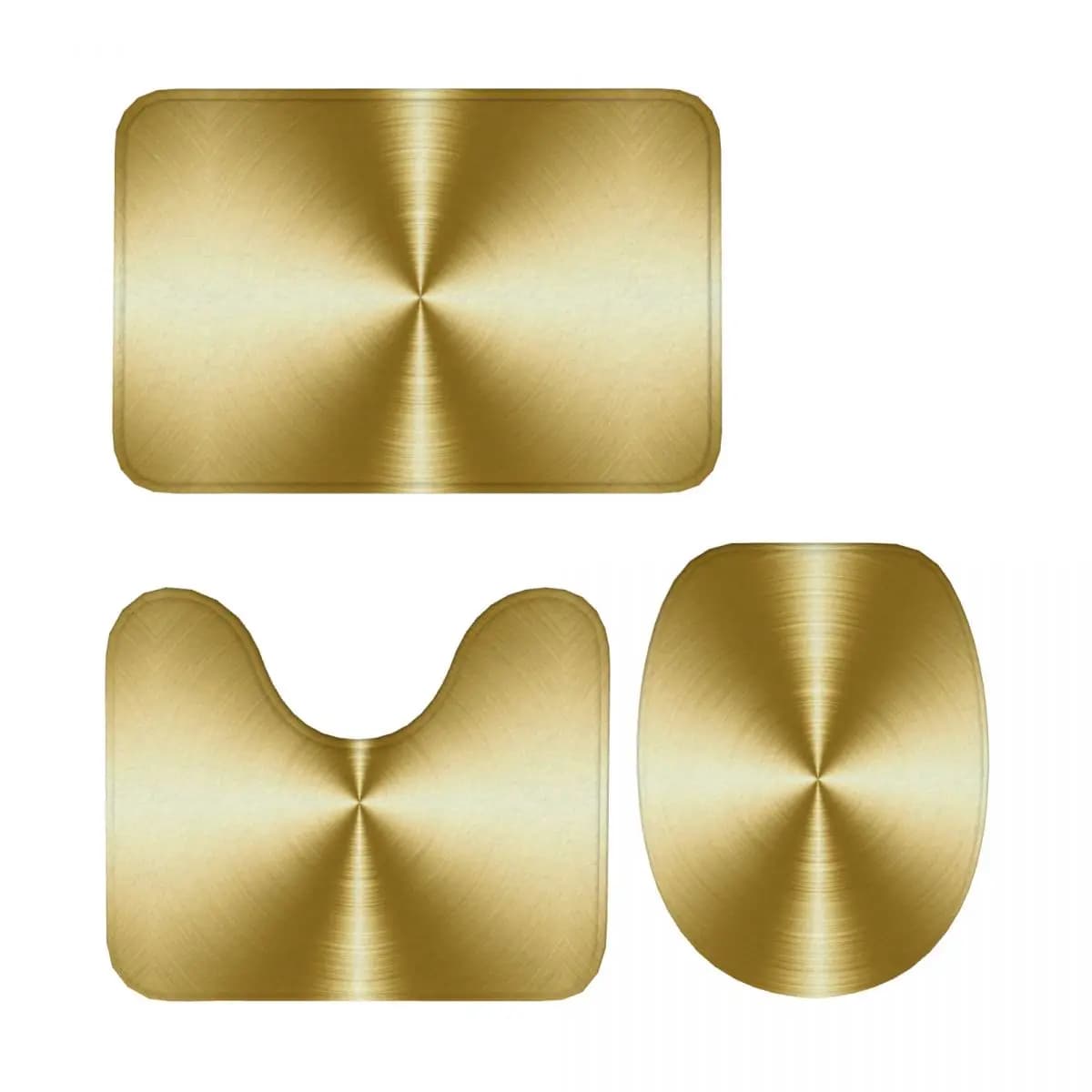 Set da bagno da 3 pezzi in metallo radiale oro spazzolato, set da bagno, copriwater, decorazioni per la casa, tappeto antiscivolo
