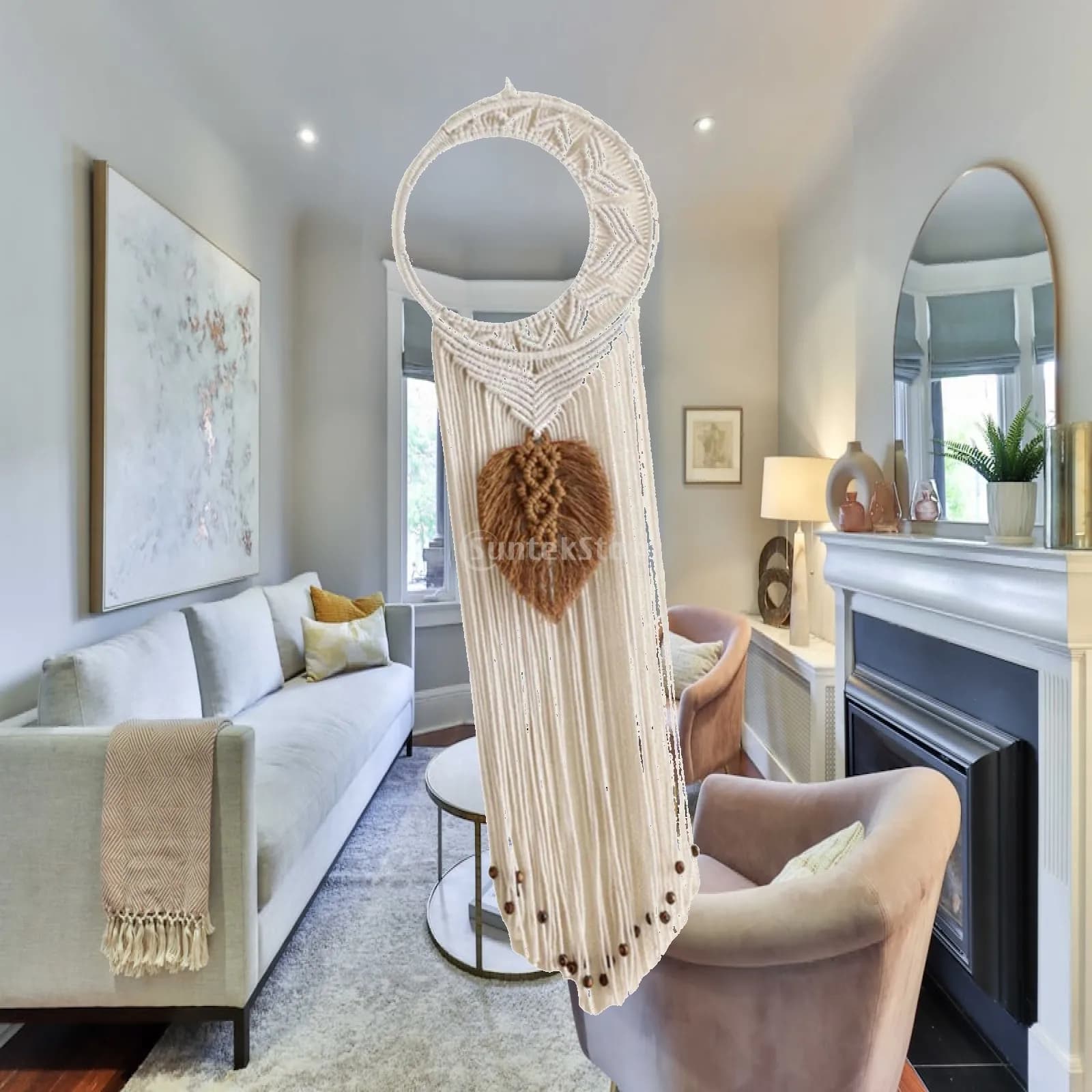 Decorative Dreamcatcher Moon Handcrafted for Window Curtains Living Room