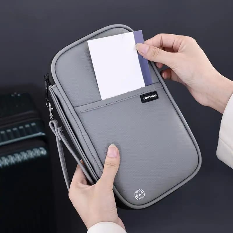 Passport Wallet Organizer Travel Document Bag 6 Card Holder Family RFID Safety for Airport and Business Travel