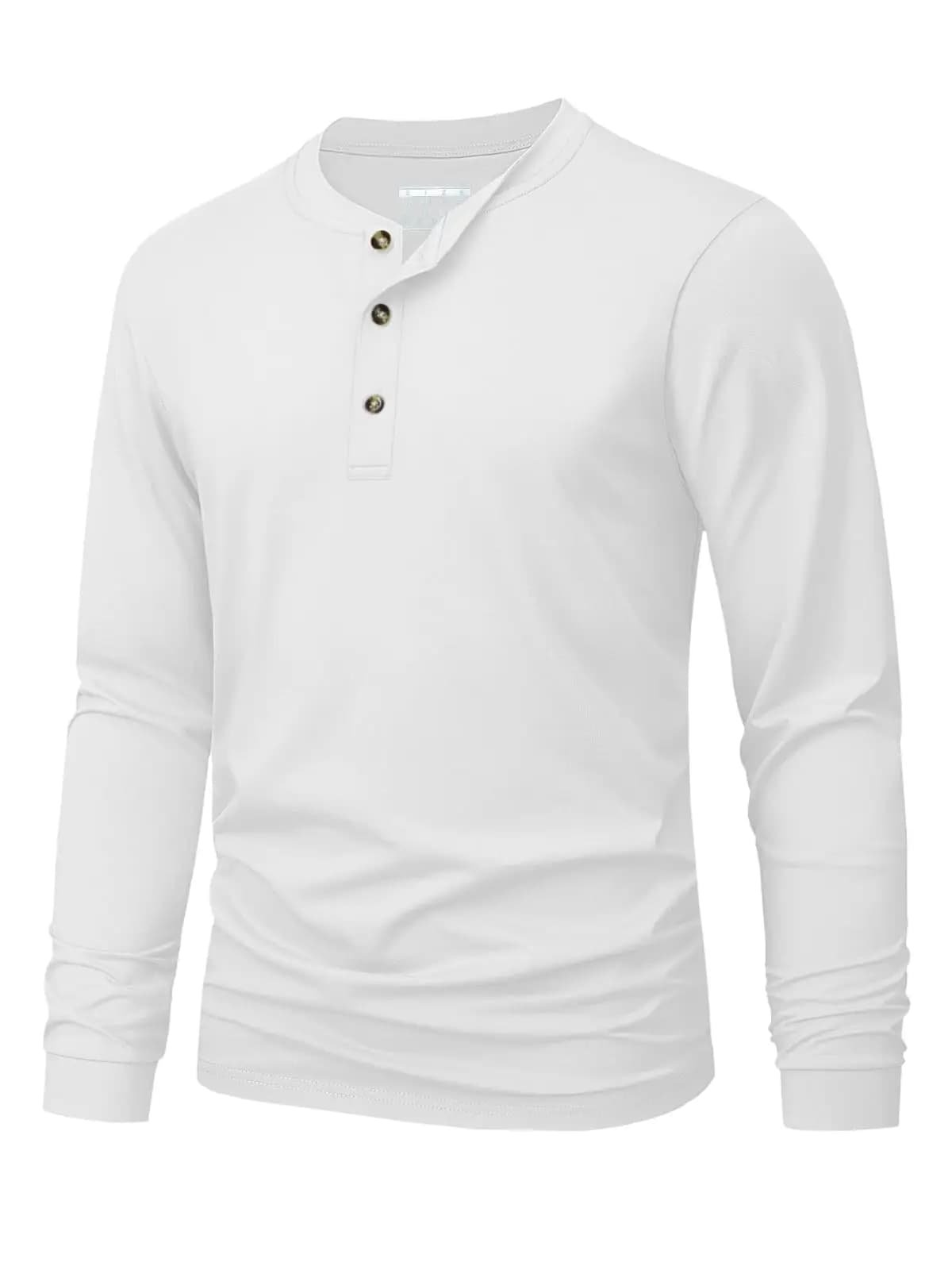 Men's Henley T-Shirt Simple Solid Color Print Long Sleeve T-shirts Fashion Versatile Loose Top Spring and Autumn Casual Clothing
