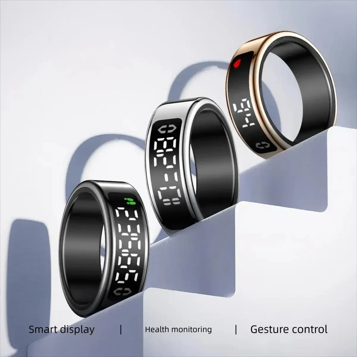 Anello Intelligente con Display Touch, Ricarica Wireless, Fitness Tracker, Monitoraggio Frequenza Cardiaca, Ossigeno nel Sangue e Sonno, Tecnologia Indossabile