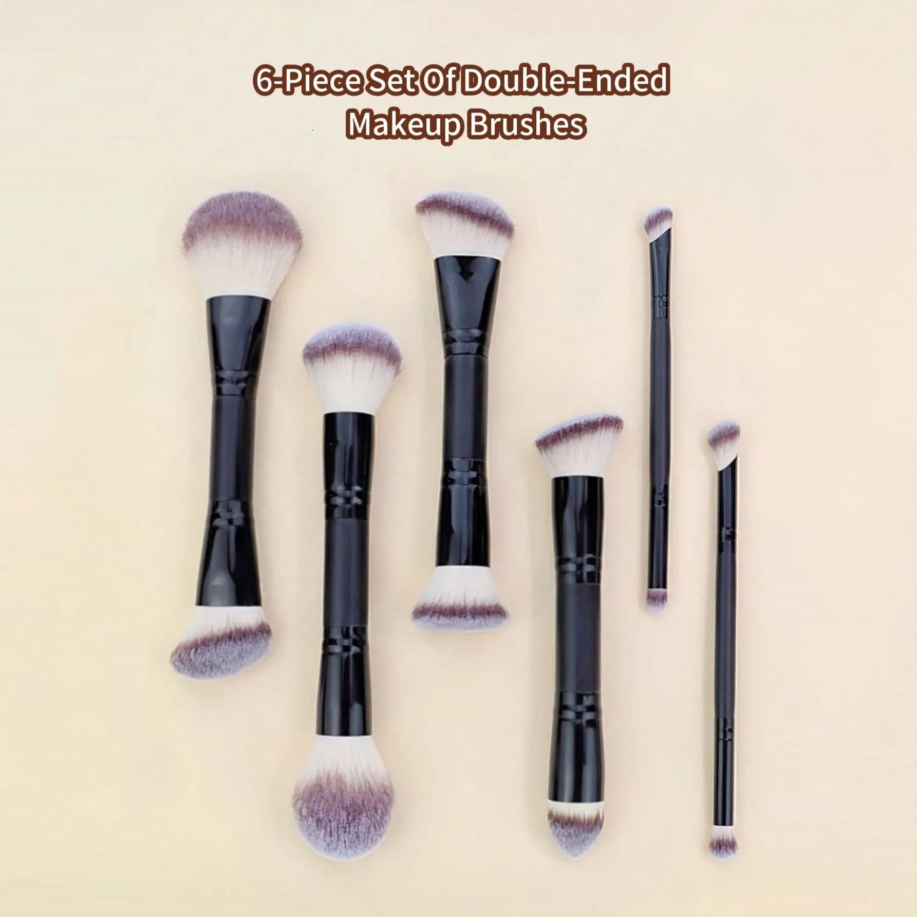 6 pennelli per il trucco a doppia punta, pennelli per il trucco multifunzionali a doppia punta, pennello per fondotinta, pennello per cipria, pennello per fard, pennello per contorno, pennello per correttore, pennello per ombretto naso, pennello per illuminante, pennello per ombretto, pennello per il trucco del viso, pennello per il trucco degli occhi, crea un look bello e sicuro di te, per ragazze e donne