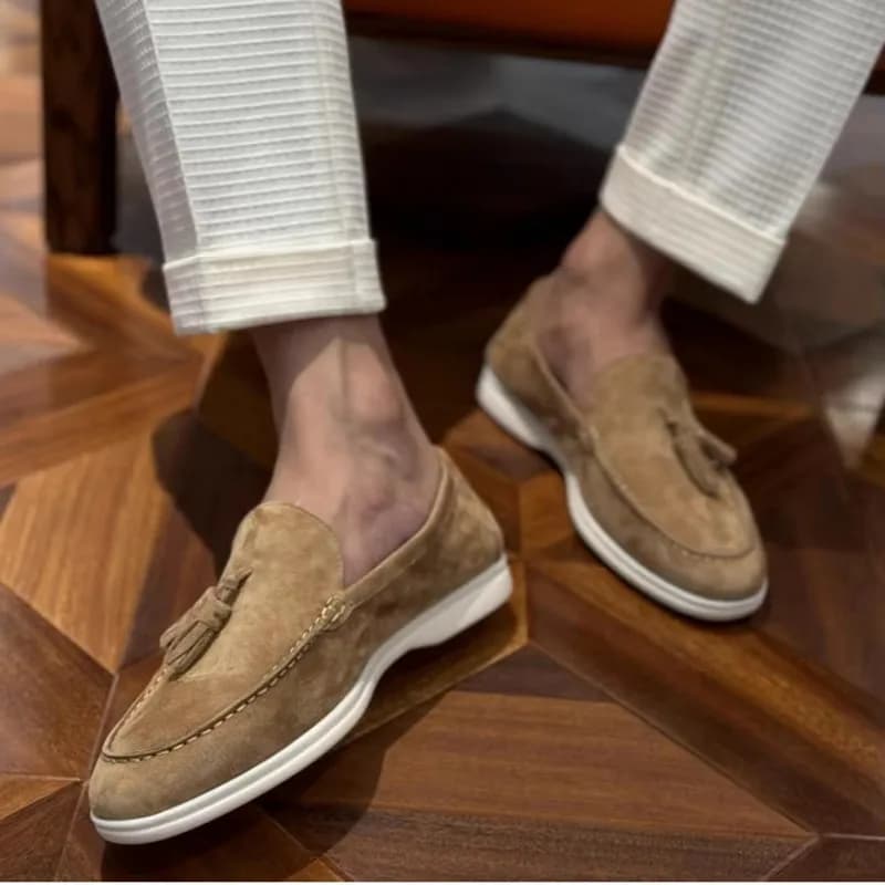 Cow Suede Leather Mens Casual Shoes Driving Loafers Fashion Flats Slip on Leisure Flats