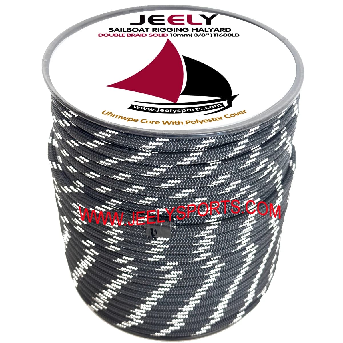 10mm 20m 11680lb Barca per navi marine Yacht Corda per barche a vela Nucleo UHMWPE con giacca in poliestere Doppia treccia Rigging Halyard Line