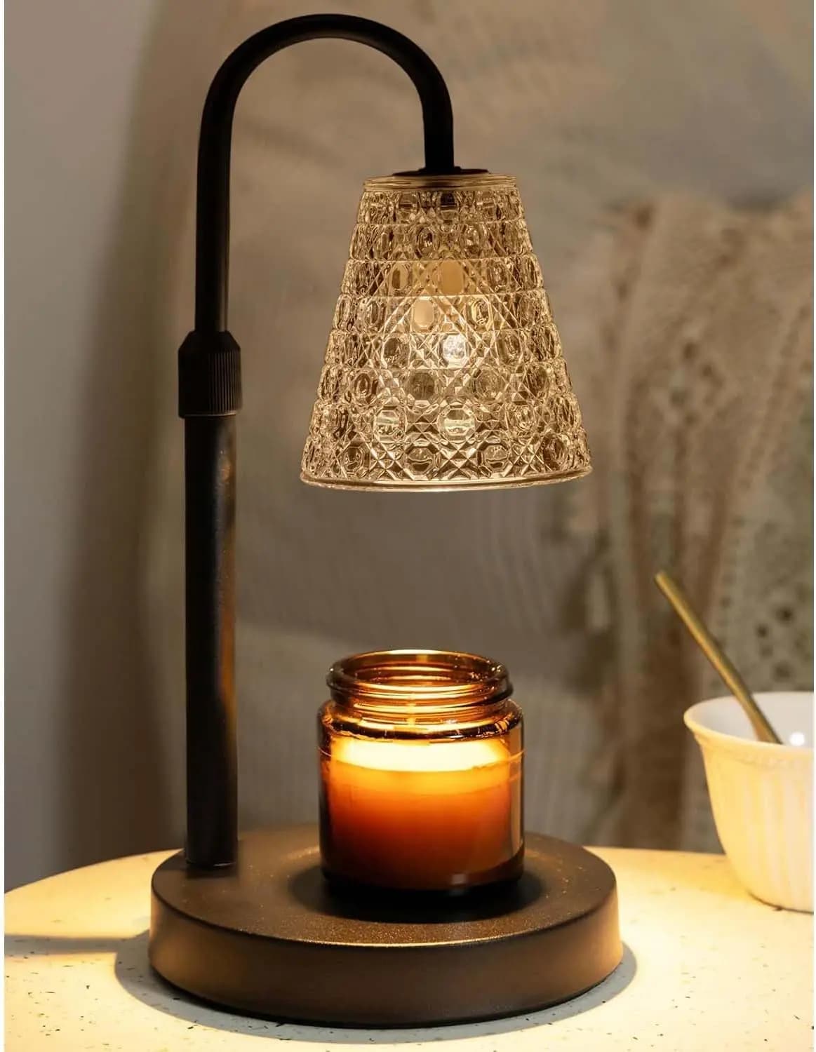 Lampada Scaldacera con Timer, Dimmerabile, Regalo per Donne, Arredamento Casa, Scaldacera per Candele in Barattolo con 2 Lampadine