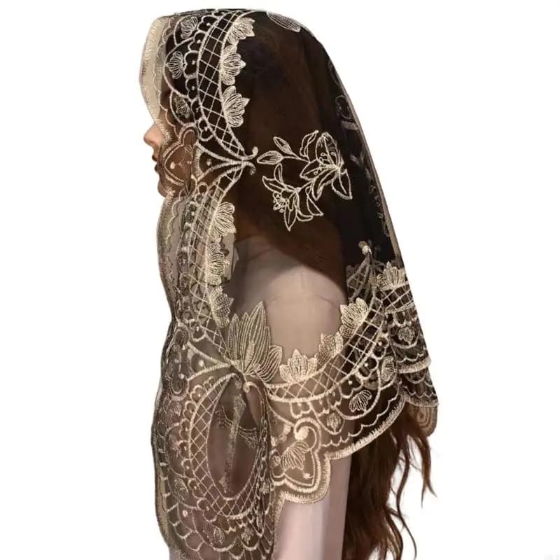 Elegant Lace Scarf Comfortable Head Cover Strong Polyester Material For Spiritual Moment Or Travel