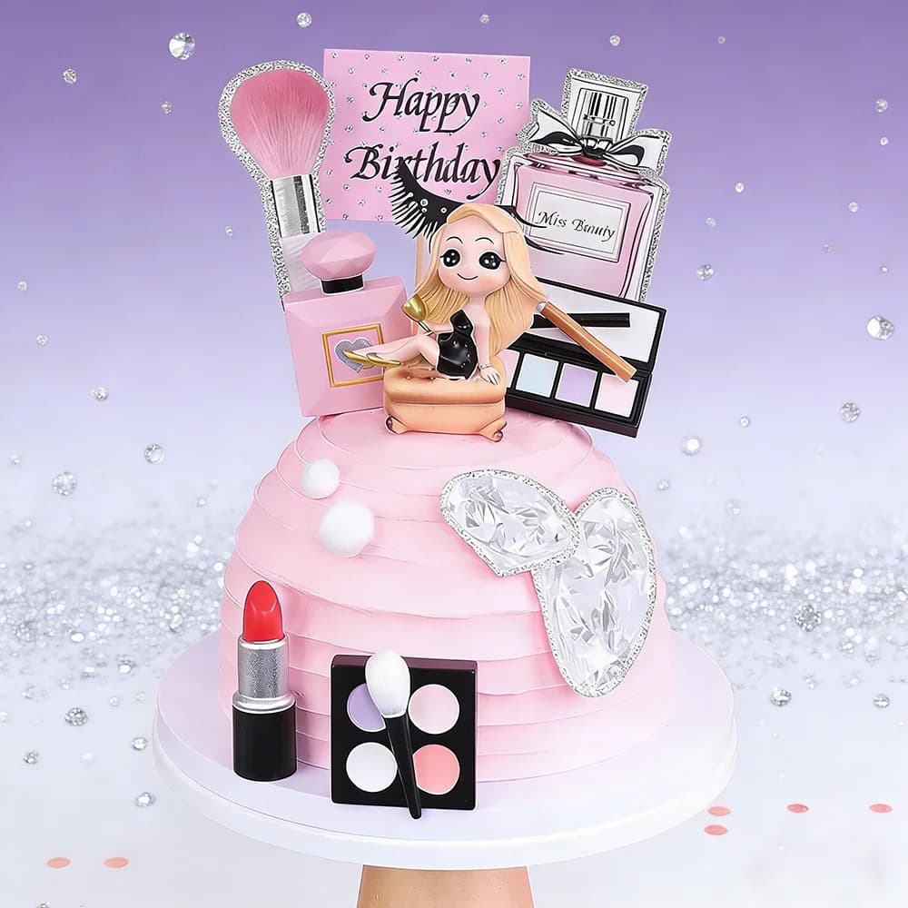 Decorazioni per Torte e Cupcake a Forma di Rossetto, Bottiglia di Profumo, Scatola di Ombretti, per Feste di Compleanno, Festa della Mamma