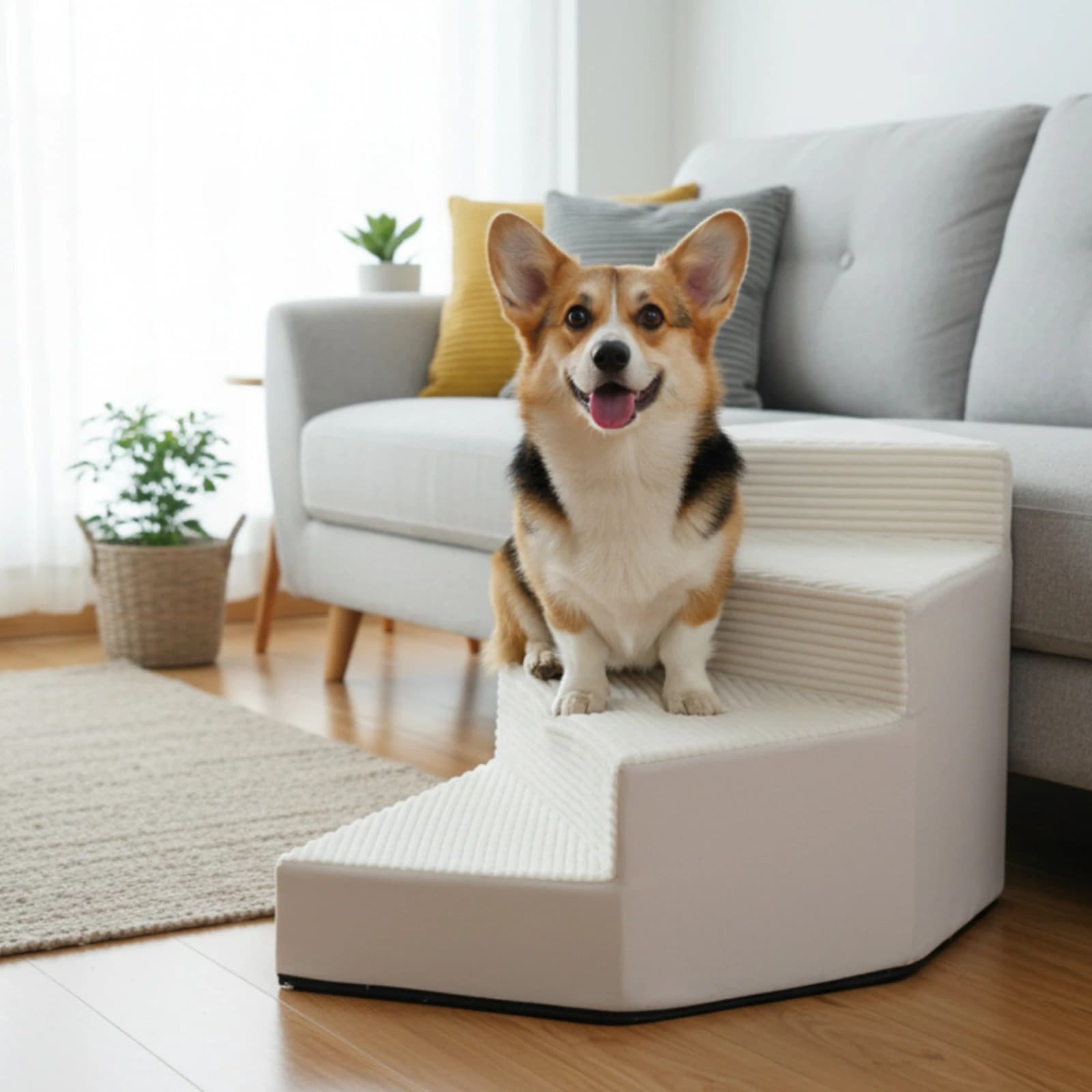 Dog Stairs Sloped Raised Furniture Stairs Pet Stair Ramp Washable Sturdy for Bedside
