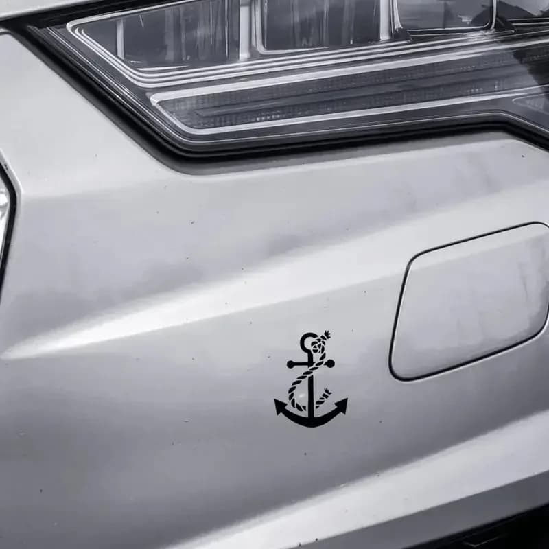 1 adesivo in vinile 2D piatto con corda e ancora, creativo e divertente per auto, moto e caschi