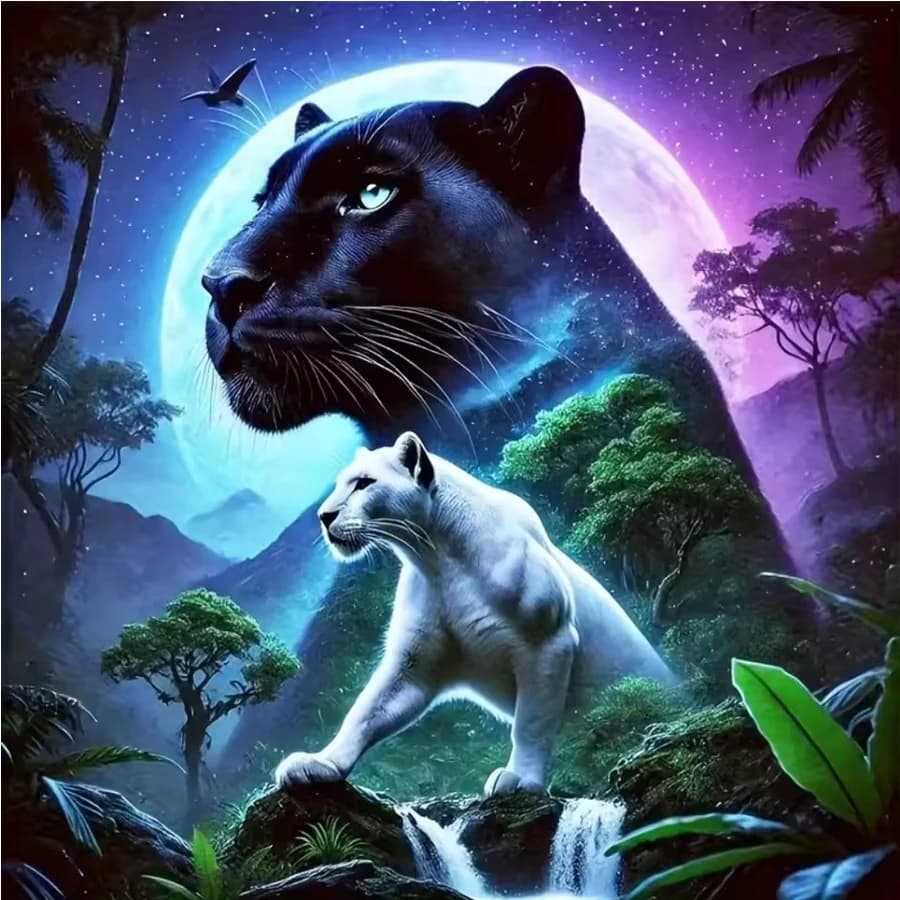Black leopard Diamond Painting Animal moon white leopard 3D Embroidery Acrylic Craft Supplies Diamond Mosaic DIY Kits Wall Decor
