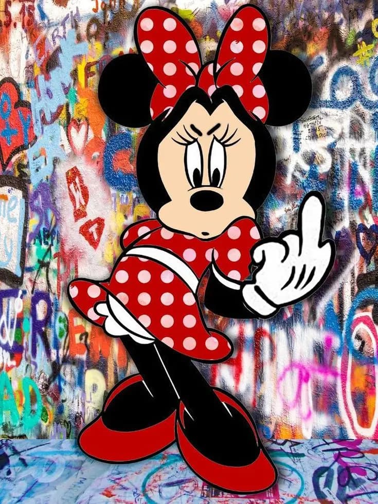 Mickey Mouse Minnie Street Graffiti Canvas Painting Prints Poster Creative Modern Wall Art Pictures Living Room Home Decor