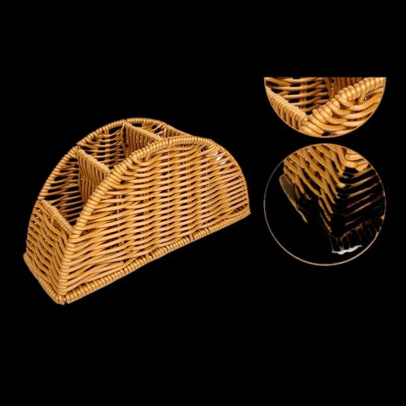 Scatola portaoggetti in rattan sintetico con scomparti, organizer per telecomando dell'aria condizionata, portaoggetti da scrivania per camera da letto