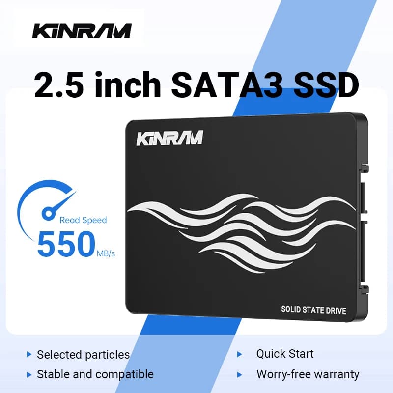 KinRam SSD SATA 3 da 2.5 pollici, 512GB, 256GB, 240GB, Disco Rigido per Laptop, 120GB, 128GB, 1TB, HDD Interno, 64GB, Unità a Stato Solido per PC Desktop