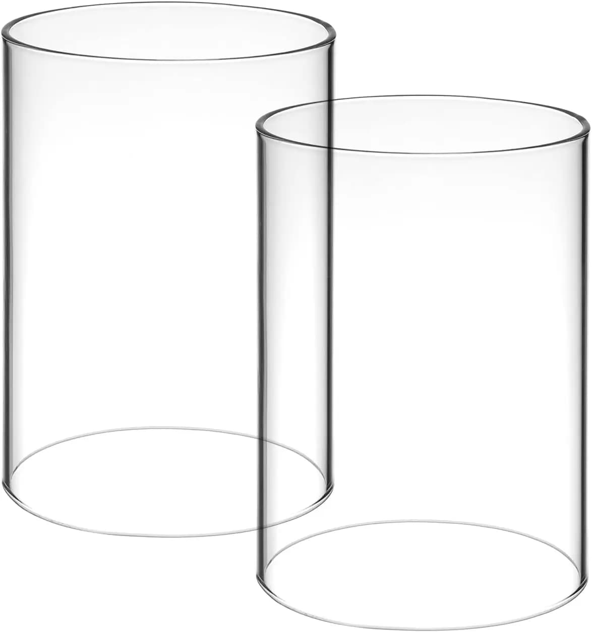 Cylindrical vases 2 pcs. in glass for candles, open lampshade, bottomless pipe cover for candlestick lamps